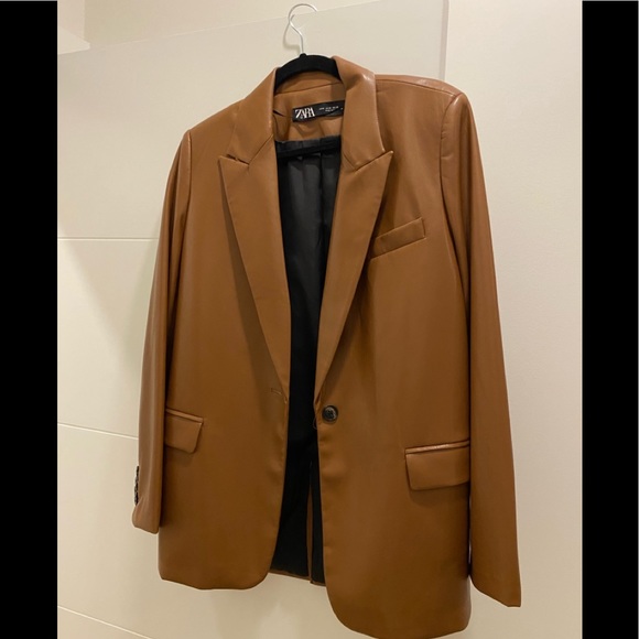 Zara Jackets & Blazers - ZARA faux leather blazer size M